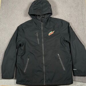 Eddie Bauer WeatherEdge Plus Rain Jacket Mens XL Black Hooded Shell Mountain Dew